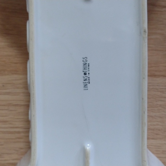 Dog Divided Bone Woof Dish by Linen & Things White Large 14 X 7 - Picture 3 of 5